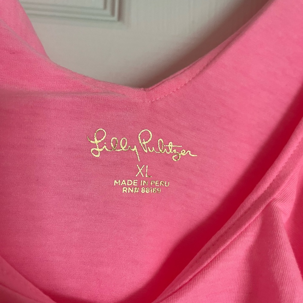 Lilly Pulitzer Alessa Ruffle Tank Top Paradise Pink Size XL - Picture 3 of 4